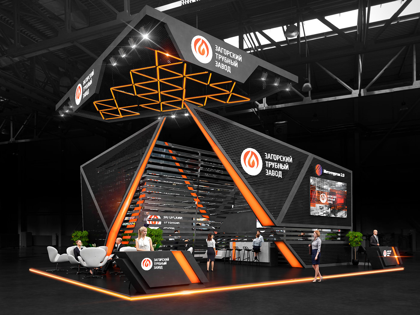 異型吊點(diǎn)展臺搭建設(shè)計(jì)正面